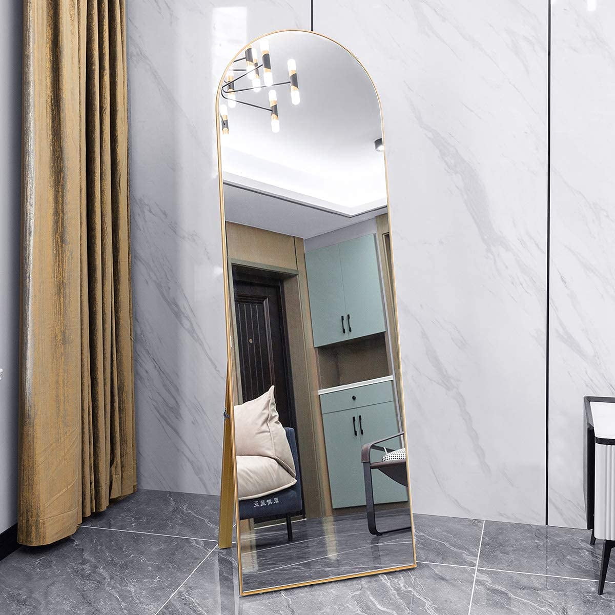 TinyTimes 64"x21" Full Length Mirror Large Arched Freestanding Floor