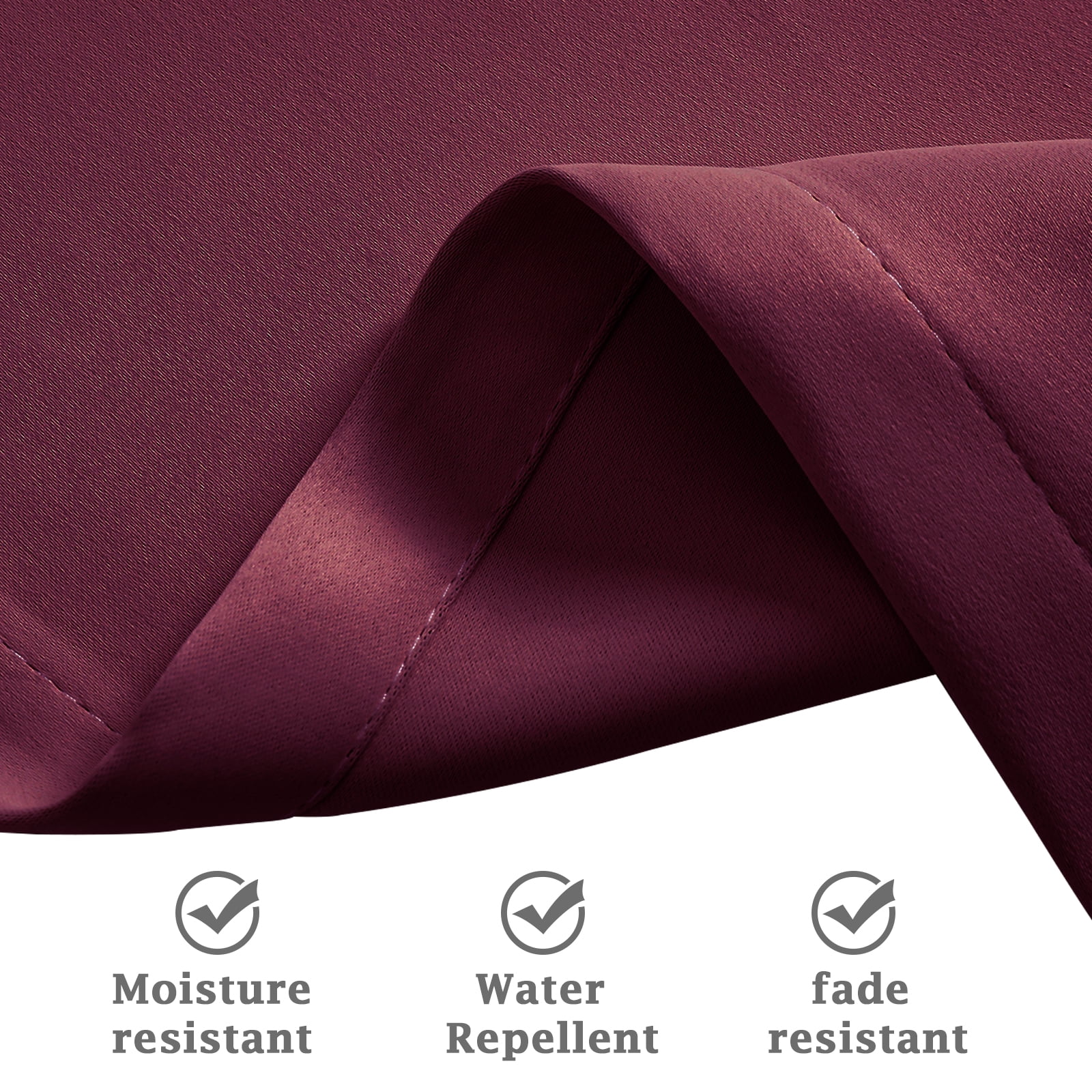 (2 Panel) SHANNA Outdoor Curtains for Patio Waterproof Cabana Grommet Curtain Panels, Burgundy, 52 x 94 inch, Set of 2
