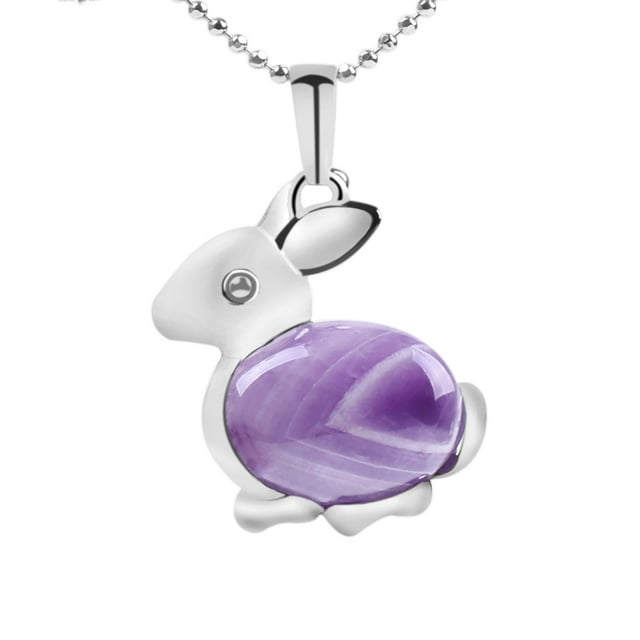 Beads Rabbit Animal Necklaces & Pendants Chakra Reiki Pink Purple Crystal