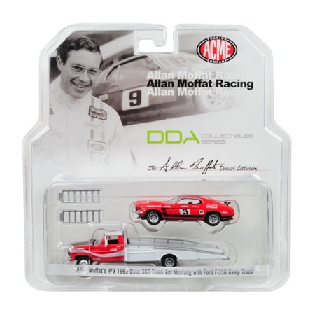 1969 Ford 302 - Allan Moffat 1968 Ford F-350 Ramp Truck & 1969 Ford Mustang Boss 302 Trans Am #9 Coca Cola 1/64 Diecast Model by Acme
