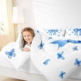thumbnail image 4 of Feelyou Princess Bowknot Queen Comforter Set, Blue Butterfly Bedding Comforter Set, 3pcs, 4 of 8