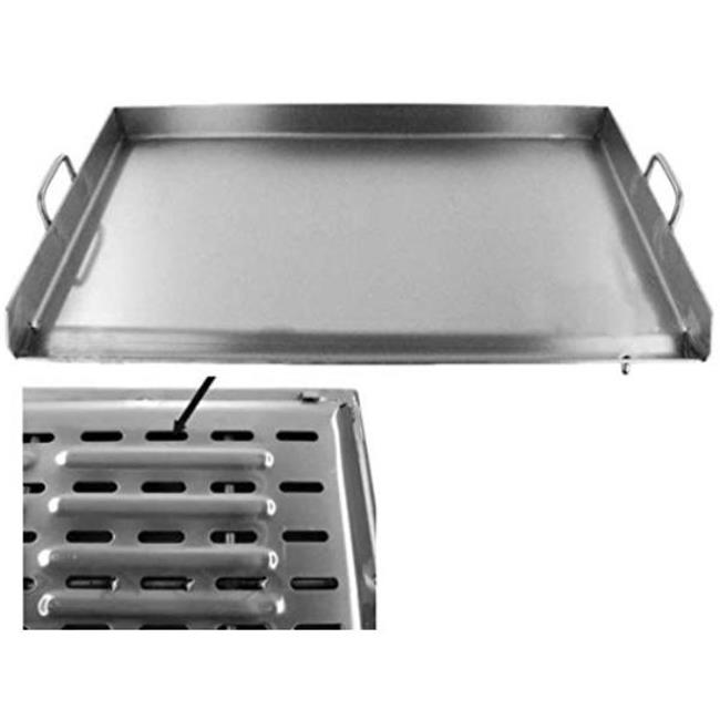 Maxam  32 in. Stainless Steel Griddle-Flat Top Grill Tacos-Reinforced Bracket Bottom-Double Stove Heavy BBQ Griddle Plancha