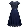 thumbnail image 4 of Women's Sequin Glitter Cocktail Dress Elegant Formal Party Gown for Wedding Guest Polyester Solid Sparkly Midi Dress with Comfort Fit Spring Summer Winter Occasion, 4 of 8