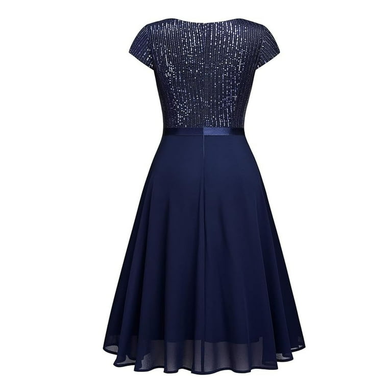 Women's Sequin Glitter Cocktail Dress Elegant Formal Party Gown for Wedding  Guest Polyester Solid Sparkly Midi Dress with Comfort Fit Spring Summer  Winter Occasion