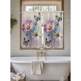 thumbnail image 4 of Pink Blue Floral Bathroom Window Curtain, Butterflies Retro Oil Painting Light Filtering Coffee Kitchen Curtains, Bedroom Living Room Curtains 2 Panel 84"x45", 4 of 6