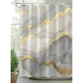thumbnail image 3 of Marble Grey Waterproof Fabric Shower Curtain, Modern Gold Luxury Neutral Texture Shower Curtain for Bathroom Curtains Bathtubs Hotel Washable Shower Curtains with 12 Hooks Standard 72x72, 3 of 6