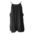 thumbnail image 5 of KHONTS Women's Summer Camisole Sleeveless Tie Strap Solid Color Neck Tanks Tops Ruffle Hem Casual T Shirts Black S, 5 of 5