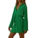 thumbnail image 5 of VISgogo Vestido de camisa con botones para mujer, mini vestido plisado de manga larga con cuello en V y cinturón VISgogo moda, 5 of 9