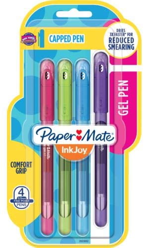 Papermate Inkjoy Capped Gel Fine Point Pens 4 Assorted Colors