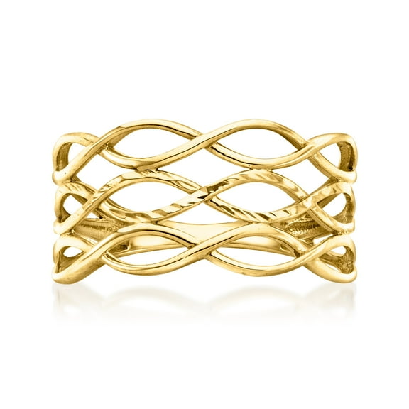 Ross-Simons 10kt Yellow Gold Open-Space Wave Ring, Women's, Adult