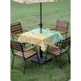 thumbnail image 3 of Teal Yellow Ombre Coastal Outdoor Tablecloth - 54x54 Inch Square Dining Table Cover, Sea Nautical Summer Beach Starfish Coral Waterproof Outdoor Table Cloth with Umbrella Hole & Zipper for Patio, 3 of 7