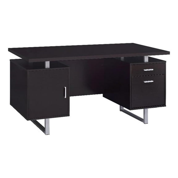 Coaster Company Office Desk, Cappuccino, Silver