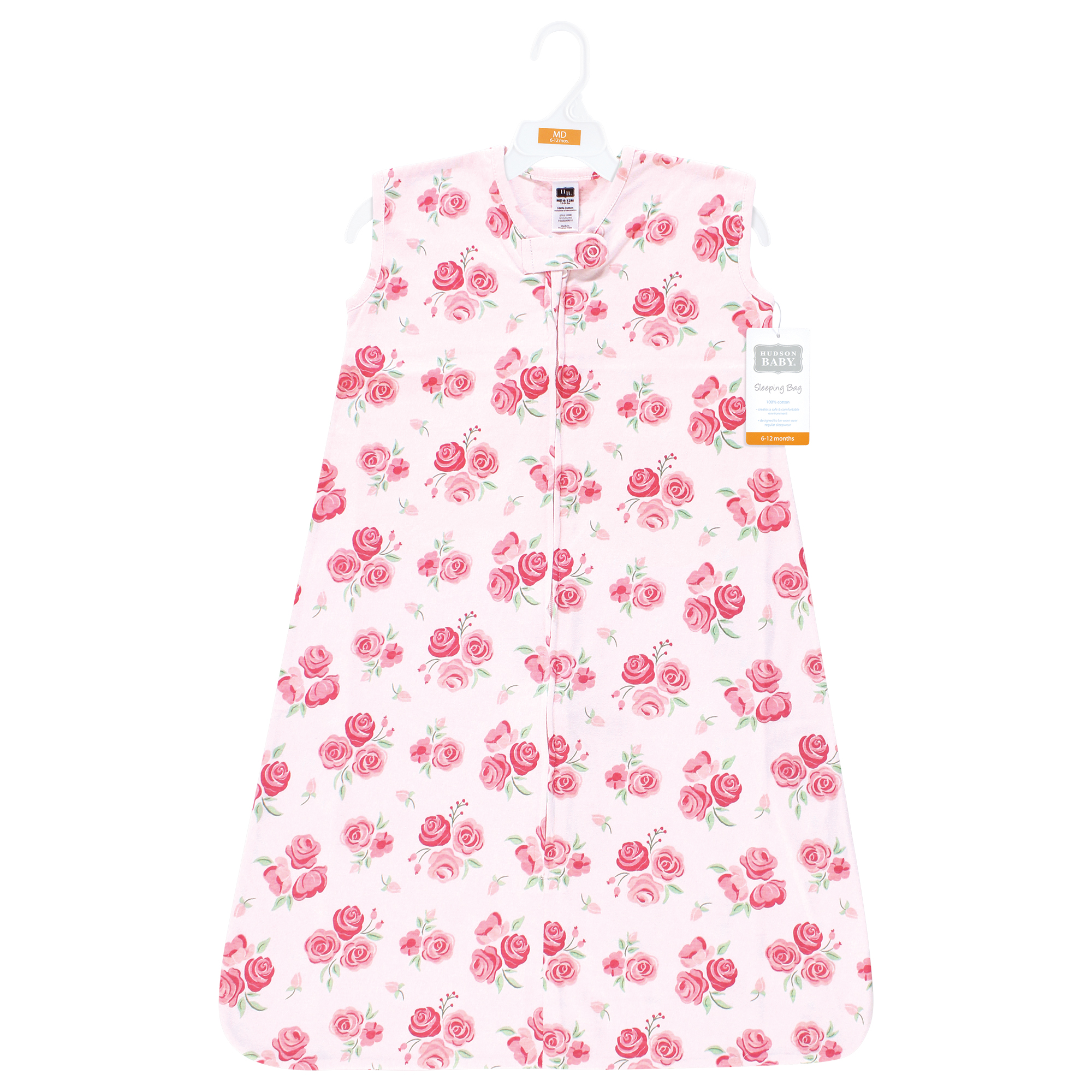 Hudson Baby Infant Girl Cotton Sleeveless Wearable Sleeping Bag, Sack, Blanket, Blush Rose, 18-24 Months