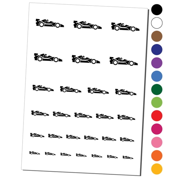 Racing Car Racecar Vehicle Automobile Water Resistant Temporary Tattoo Set Fake Body Art Collection - Dark Green