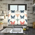 thumbnail image 4 of Yayeee Kitchen Curtains Tier Pair Light Filtering 27"x24" Rod Pocket Short Cafe Window Panel, Orange Butterflies, 4 of 7