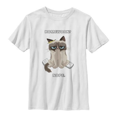 - Grumpy Cat Boys' Homework Nopework T-Shirt