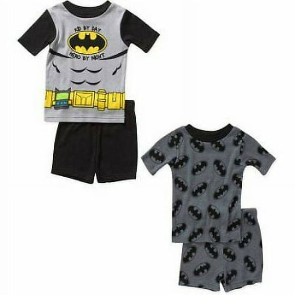 Batman 4 PC Short Sleeve Tight Fit Cotton Pajama Set Boy Size 5T