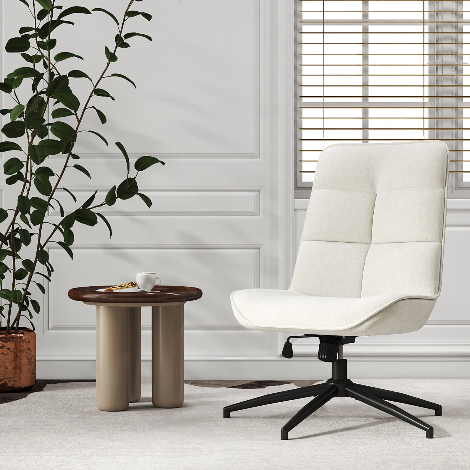 Homy Casa Reception Chair, Swivel Office Guest Chair, Adjustable Height, for Waiting Room, Beige