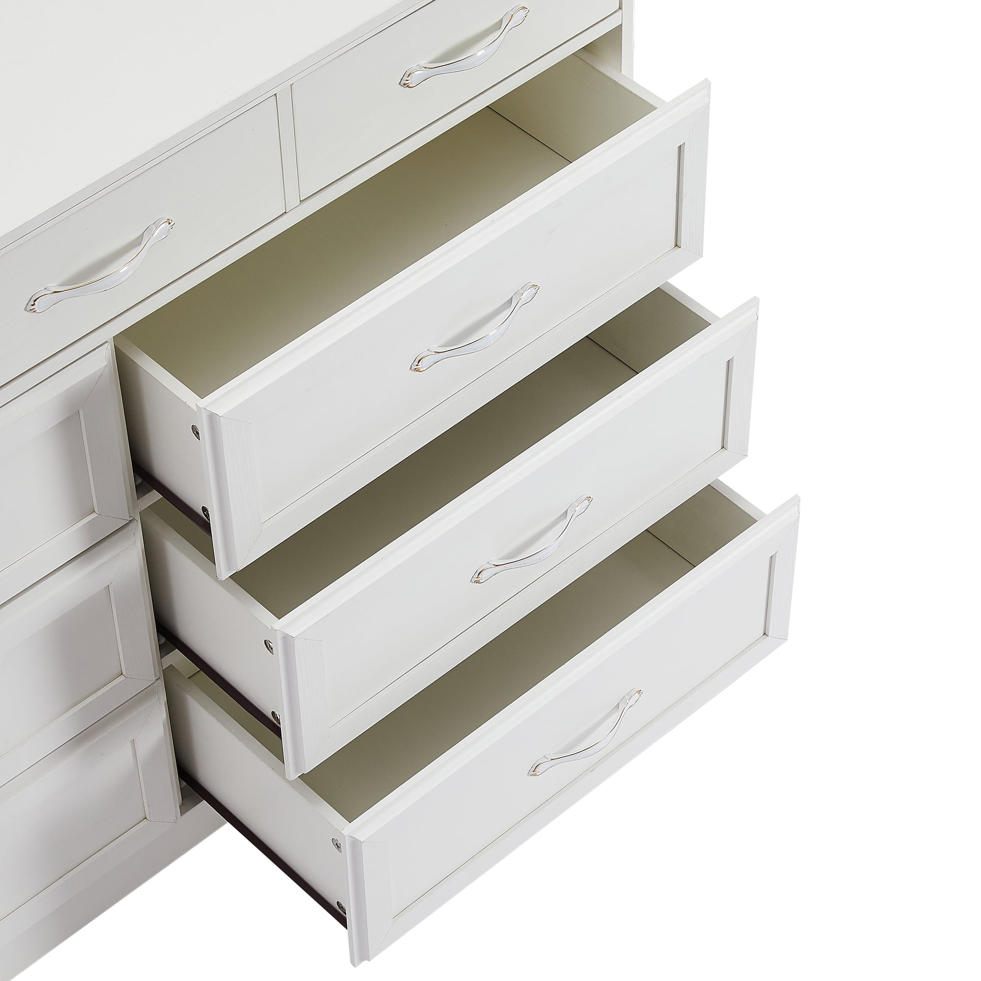 Kadyn 9 Drawer Long Dresser, Nursery Dresser with Antique Handles, Chest Of Drawers for Kids Room, Entry And Hallway, White Kadyn 9 Drawer Long Dresser, Nursery Dresser with Antique Handles, Chest Of Drawers for Kids Room, Entry And Hallway, White