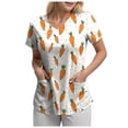 thumbnail image 4 of GEWSEY Easter Scrub Tops Women Cute Bunny Colorful Eggs Print Nursing Scrubs Plus Size V Neck Short Sleeve Nurse Uniform (Beige, XL), 4 of 7
