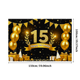 thumbnail image 2 of Glamorous Glittery 15th Birthday Banner with Golden Balloons Stars and Gifts Backdrop Background Party Decorations for Birthday Party Photography Props Celebrations Event Decor, 2 of 7
