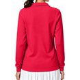 thumbnail image 4 of Polo Shirts for Women Cotton Button Collared Golf Long Sleeve Tops With Pocket Front, M, 4 of 6