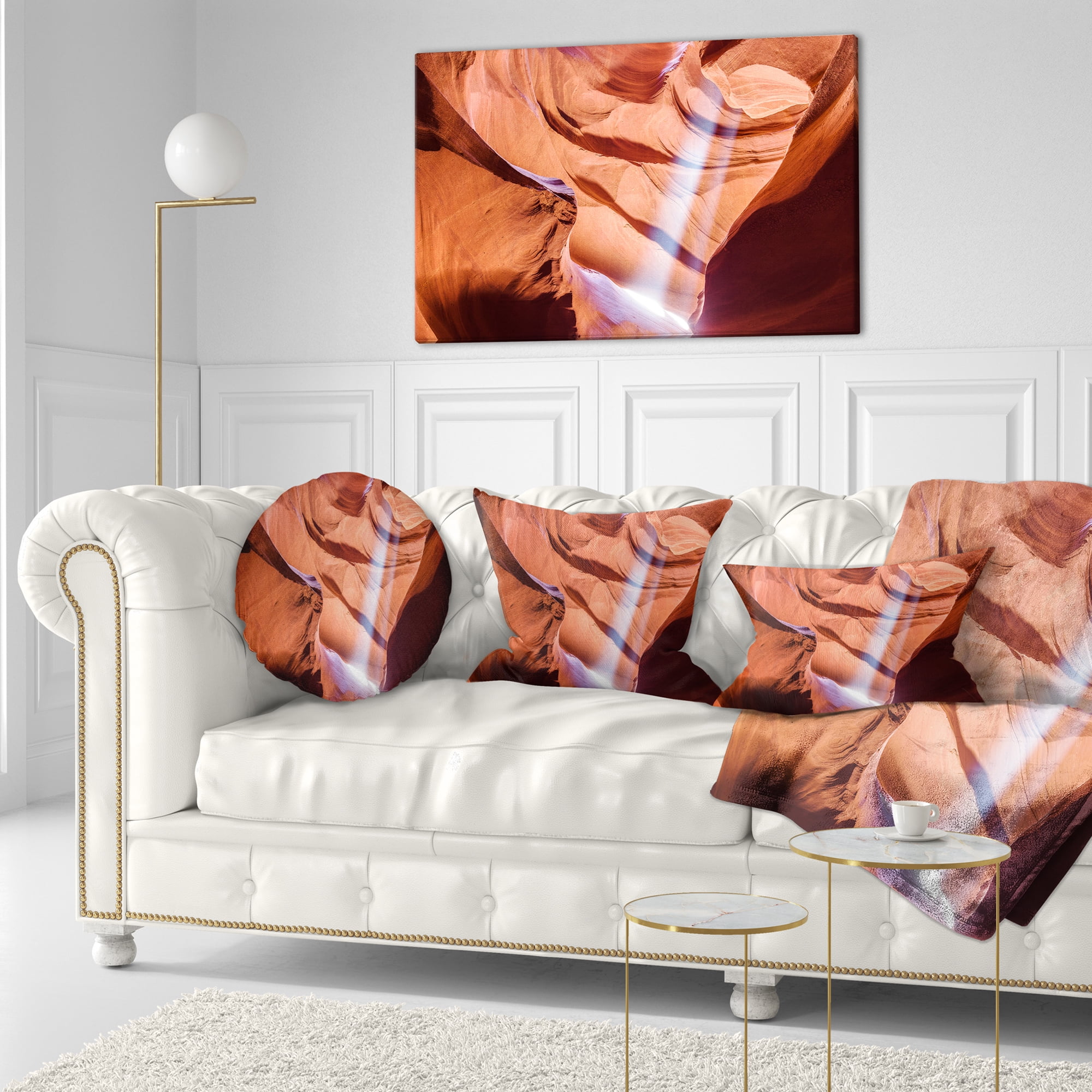 Designart Light to Antelope Canyon - Landscape Photography Throw Pillow - 12x20
