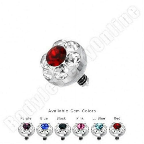Surgical Steel Internally Threaded 4mm Multi Gem Ferido Dermal Top - SAS09