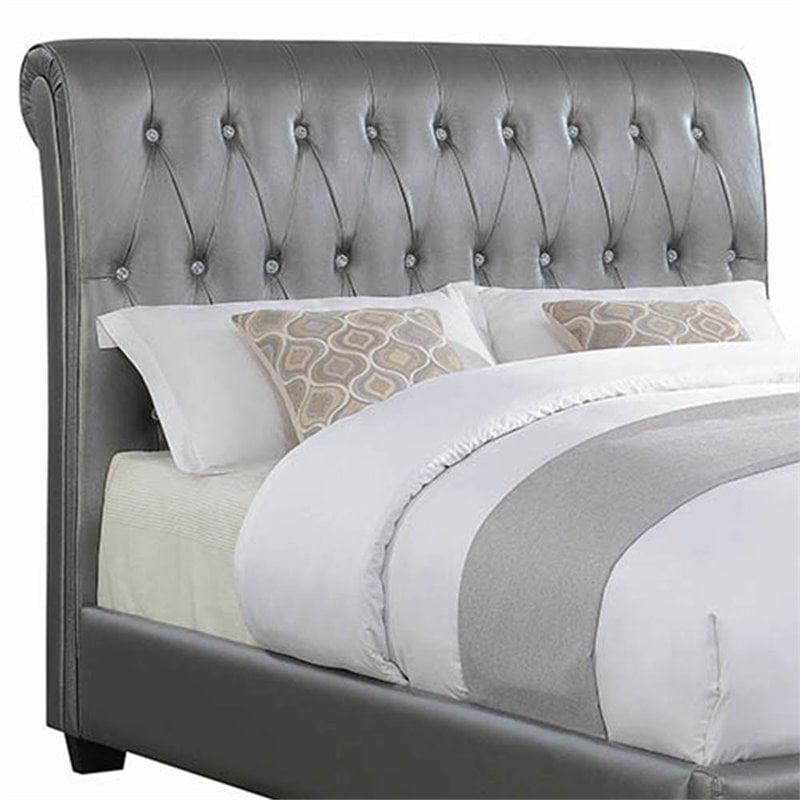 Tufted King Sleigh Headboard, Leather Sleigh Bed Frame King
