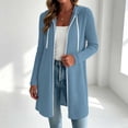 thumbnail image 6 of Women Long Vertical Ribbed Knit Hooded Sevevn Cardigan Full Zip Drawstring Dual Side Pockets Long Sleeve Casual Outer Coat For Spring Fall, 6 of 8