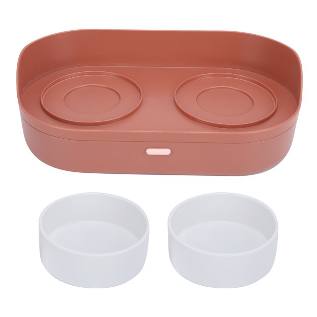 Cat And Dog Double Bowl, Large Capacity Anti Overturning Removable Feeding Bowl For Pet Red