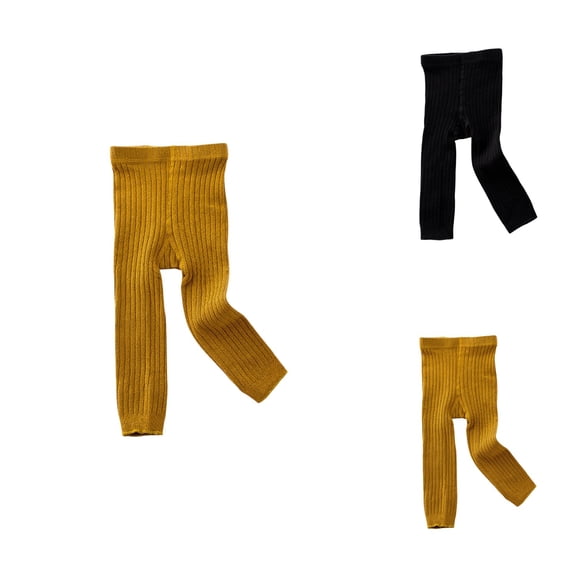 Kids Tights Vertical Strip Pants, Cotton Ribbed Knit Footless Leggings for Baby Girl & Boy, High Waist Spring Autumn Double Needle Tights, Solid Color 1-5 Years