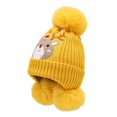 thumbnail image 1 of Kids Beanie Hat Cartoon Animal Pattern Autumn Winter Fluffy Pompoms All Match Toddler Cap for Outdoor, 1 of 10