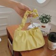 thumbnail image 4 of Suitable for daily travel and dating PU handbag fashion simple pleated cloud bag - yellow, 4 of 5