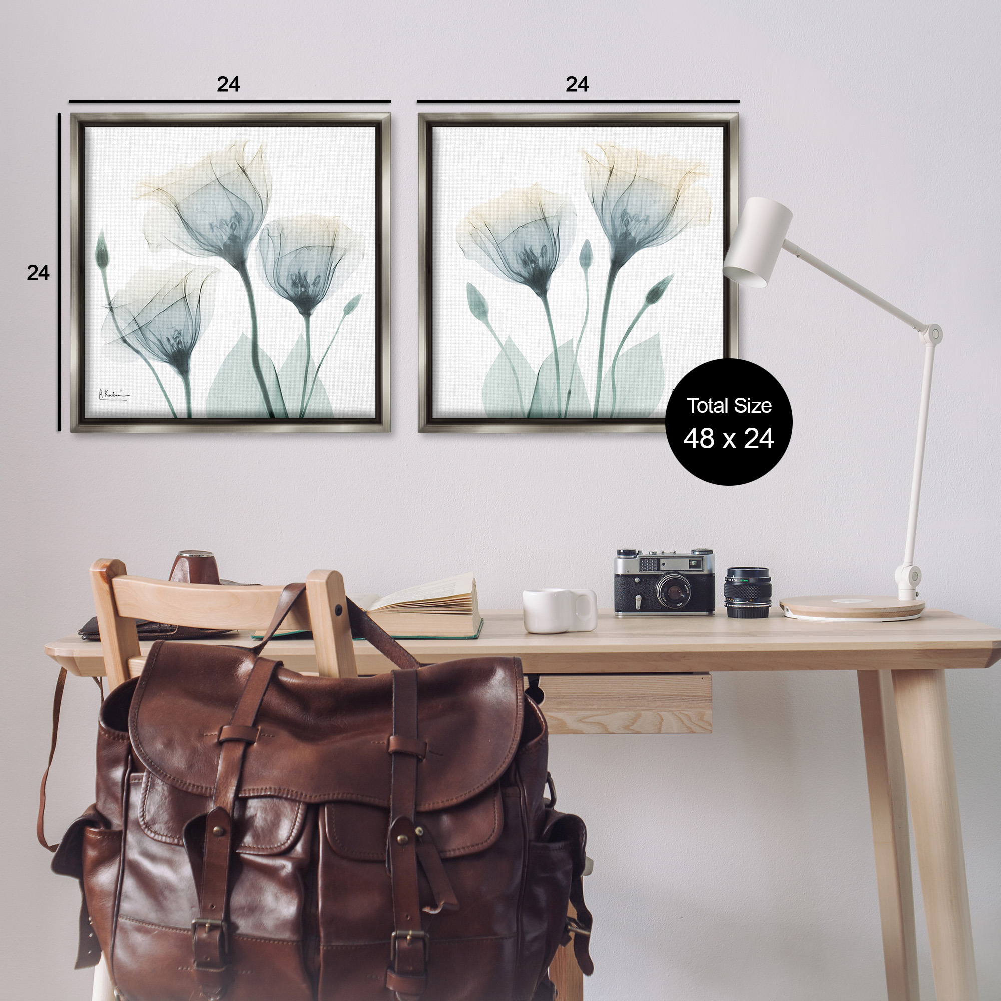 Stupell Industries Budding Opaque Tulips Botanical & Floral Photography Gray Floater Framed Canvas Art Print Wall Art, 25 x 25, Set of 2