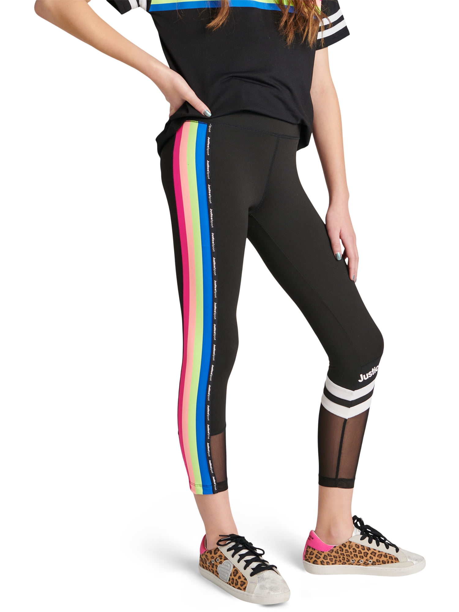 Justice Girls J-Sport Rainbow Stripe Active Legging, Sizes XS-XXL -  Walmart.com