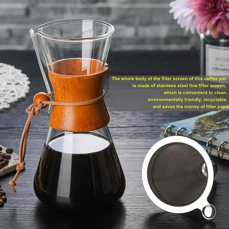 COFISUKI Pour Over Coffee Maker - 300ML Glass Carafe Coffee Server with  Glass Coffee Dripper/Filter, Drip Coffee Maker Set for Home or Office, 1-2