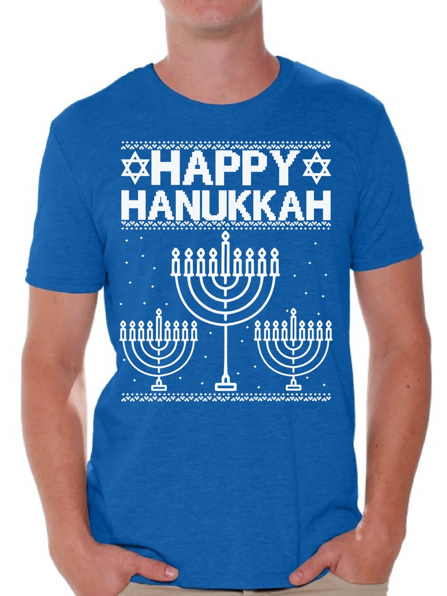 Awkward Styles Happy Hanukkah Christmas Tshirts for Men Jewish Menorah ...