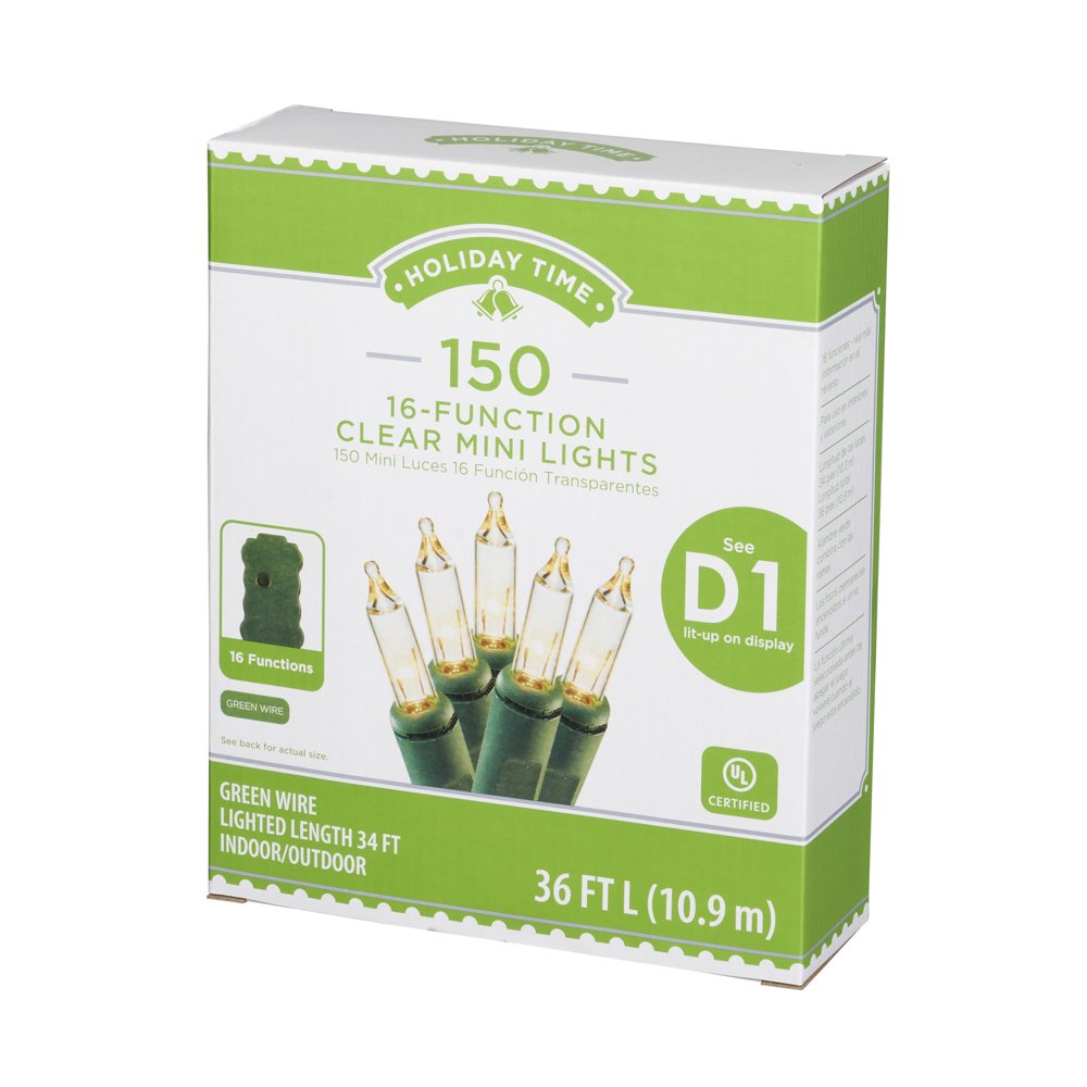Holiday Time 16Function Clear 150Count Mini Light Set