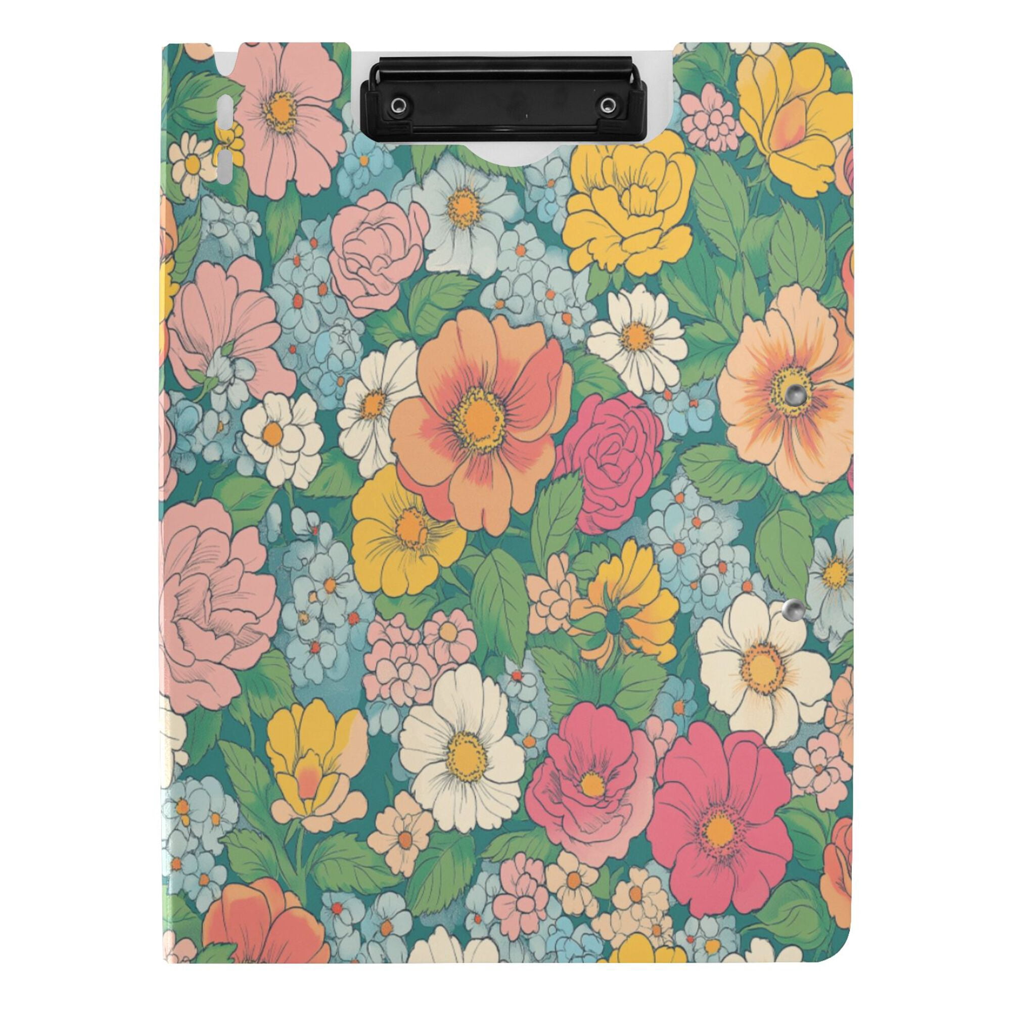FORMRS A4 Clipboard Folder with Pen Holder Horizontal Foldable School Office Binder, Floral Pattern