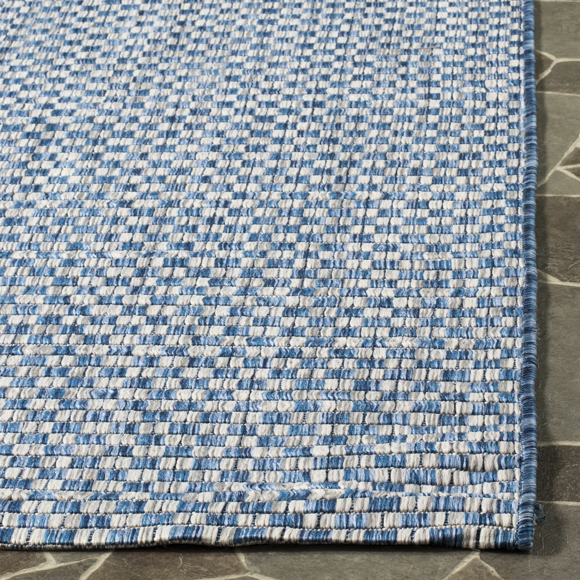 SAFAVIEH Courtyard Blair Geometric Indoor/Outdoor Area Rug, 2'7" x 5', Blue/Light Grey