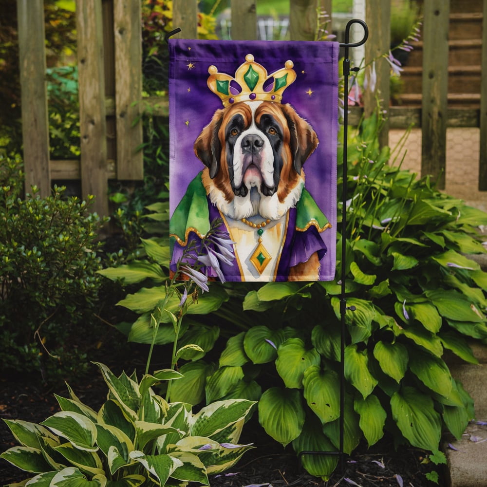 Saint Bernard King of Mardi Gras Garden Flag 11.25 in x 15.5 in