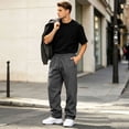 thumbnail image 5 of Fabrcox Gray Baggy Sweatpants Men Elastic Waist Drawstring Straight Leg Sweatpants for Men Athletic Sports Casual Fall Winter Men Lounge Pants with Pockets 4XL, 5 of 7