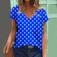 thumbnail image 5 of qucoqpe Women's Summer Tops Fashion Casual Polka Dot V-Neck Short Sleeve T-Shirt Blouses– Trendy Lounge & Everyday Wear‌, 5 of 5
