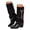 a-Black, variant on Knee High Boots Women Wide Calf Fold Over Faux Leather High Shark Booties Slouchy Fashion Casual Dress Boots Fall Winter Shoes