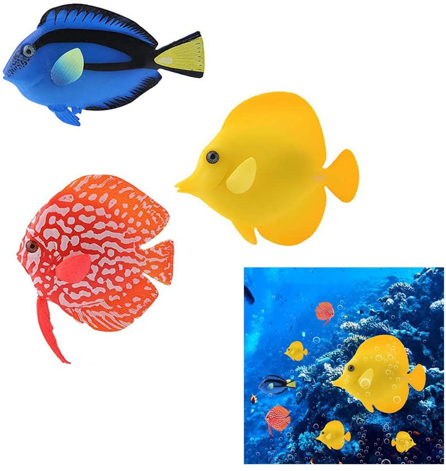 Vivid Artificial Silicone Floating Clownfish Aquarium Water Ornament Tank Decor 