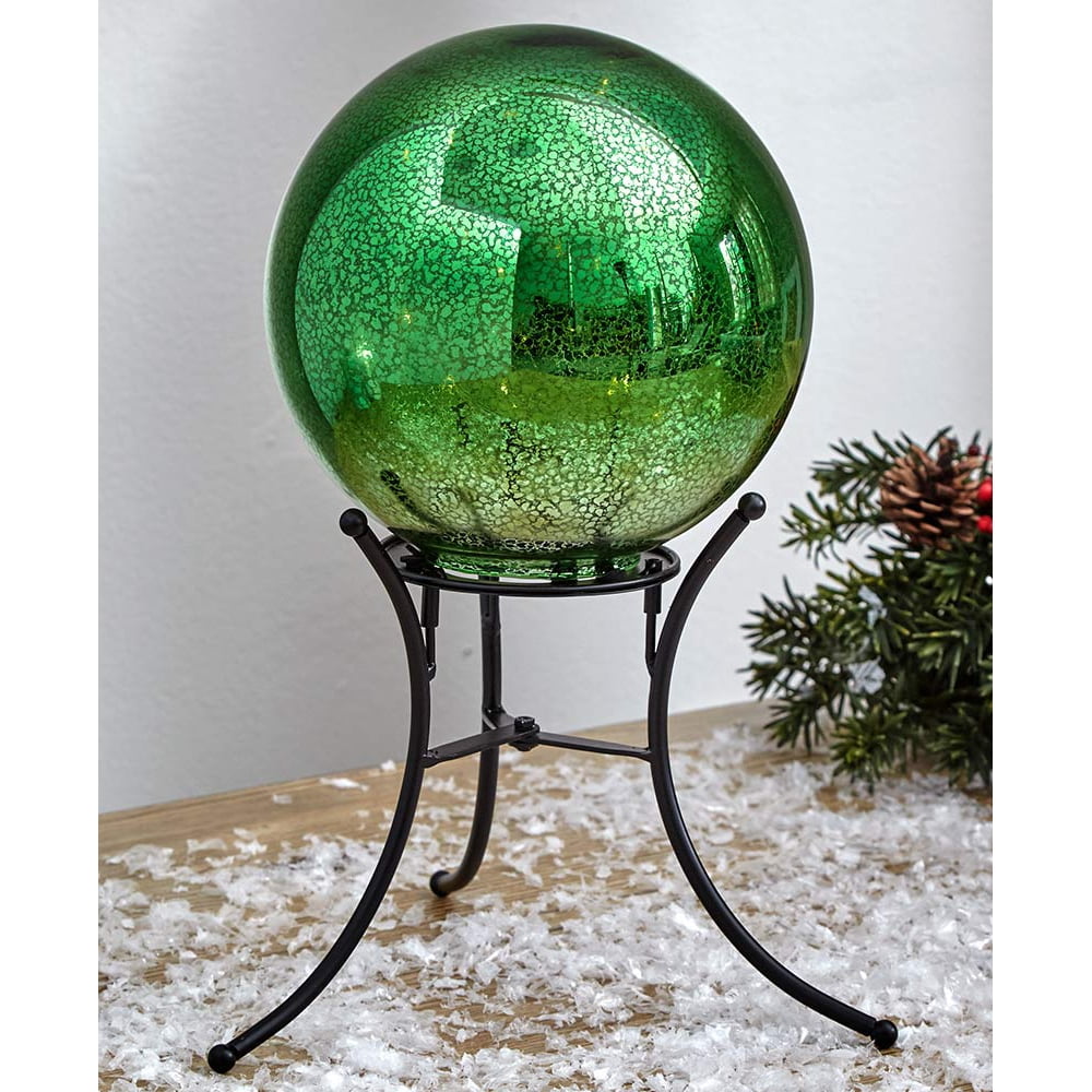 The Lakeside Collection Mercury Glass Lighted Gazing Ball with Stand