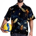 thumbnail image 4 of Starry Bees in the Sky Men's Short Sleeve Hawaiian Beach Shirts, Casual Printed Button Down Spread Collar Tops, Summer Unisex Style, 4 of 6