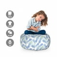 thumbnail image 2 of Jungle Leaves Storage Toy Bag Chair, Pineapples Drawn on Leaf Motifs Pastel Fruity, Stuffed Animal Organizer Washable Bag, Small Size, Purpleblue Almond Green, by Ambesonne, 2 of 3