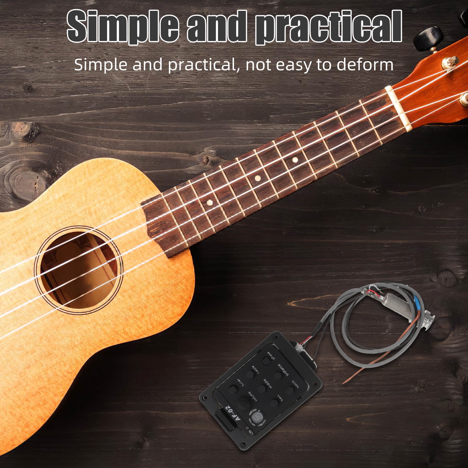 DEEPCRAFF Acoustic Guitar Electronics Kit Black Side Mounted Preamp with Built in Tuner and Piezo Pickup